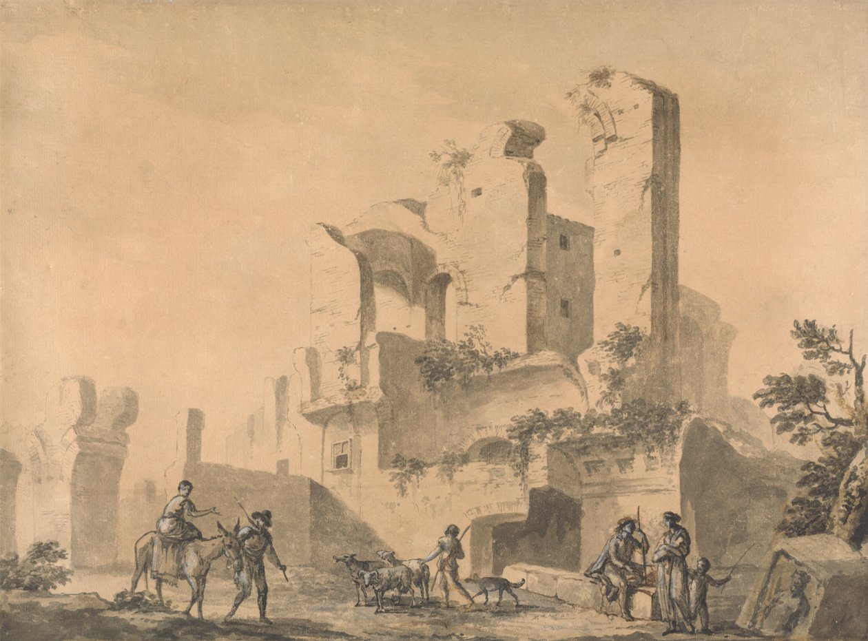 Ruïnes in Rome door William Hamilton