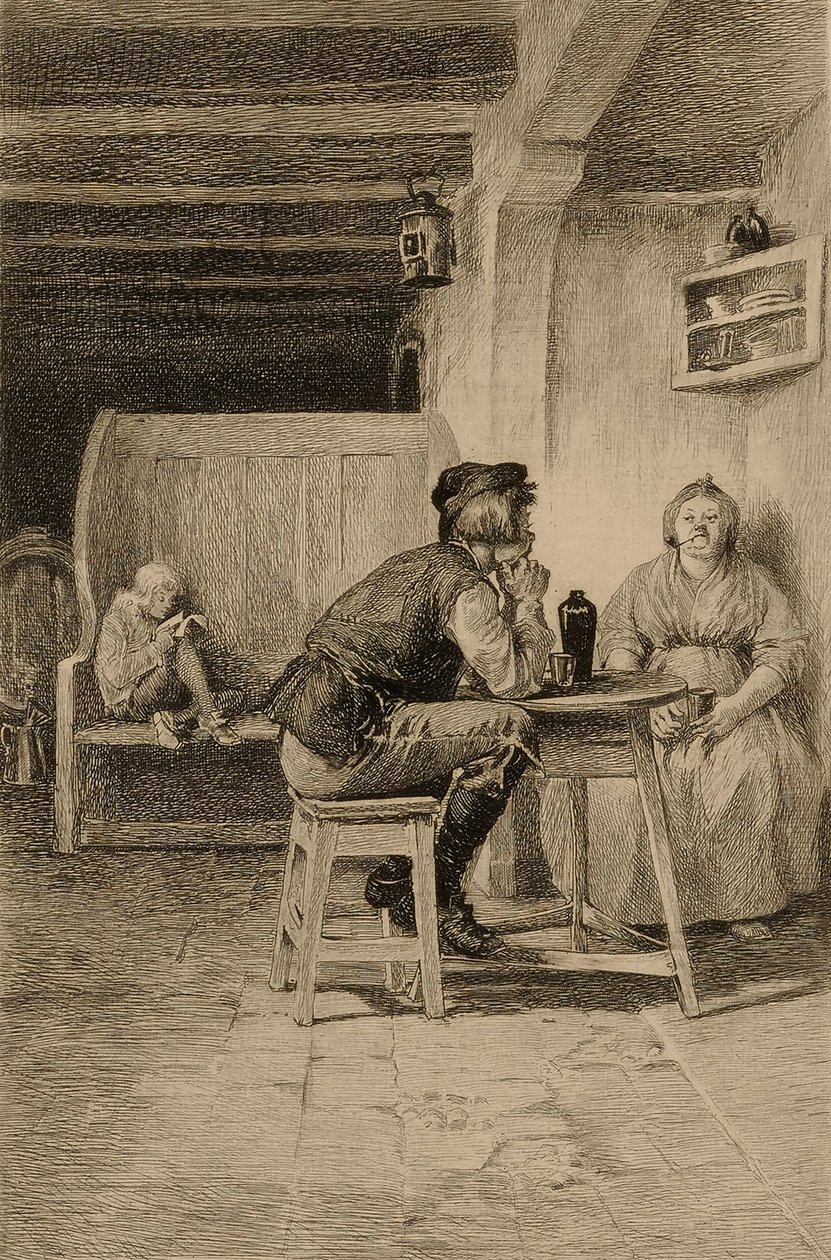 Zonder titel (scène in een café) door William Harry Warren Bicknell