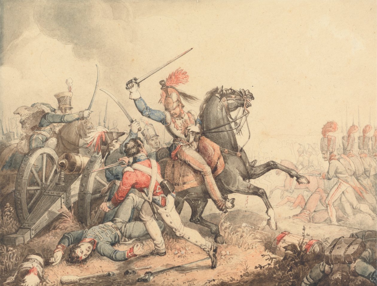 Een Episode bij de Slag om Waterloo door William Heath