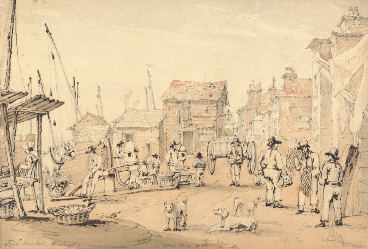 Vismarkt, Hastings door William Henry Harriott