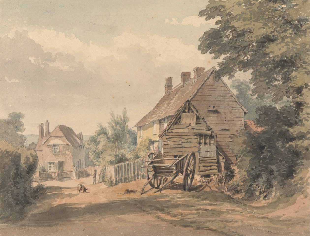 Een straat in een dorp door William Henry Hunt