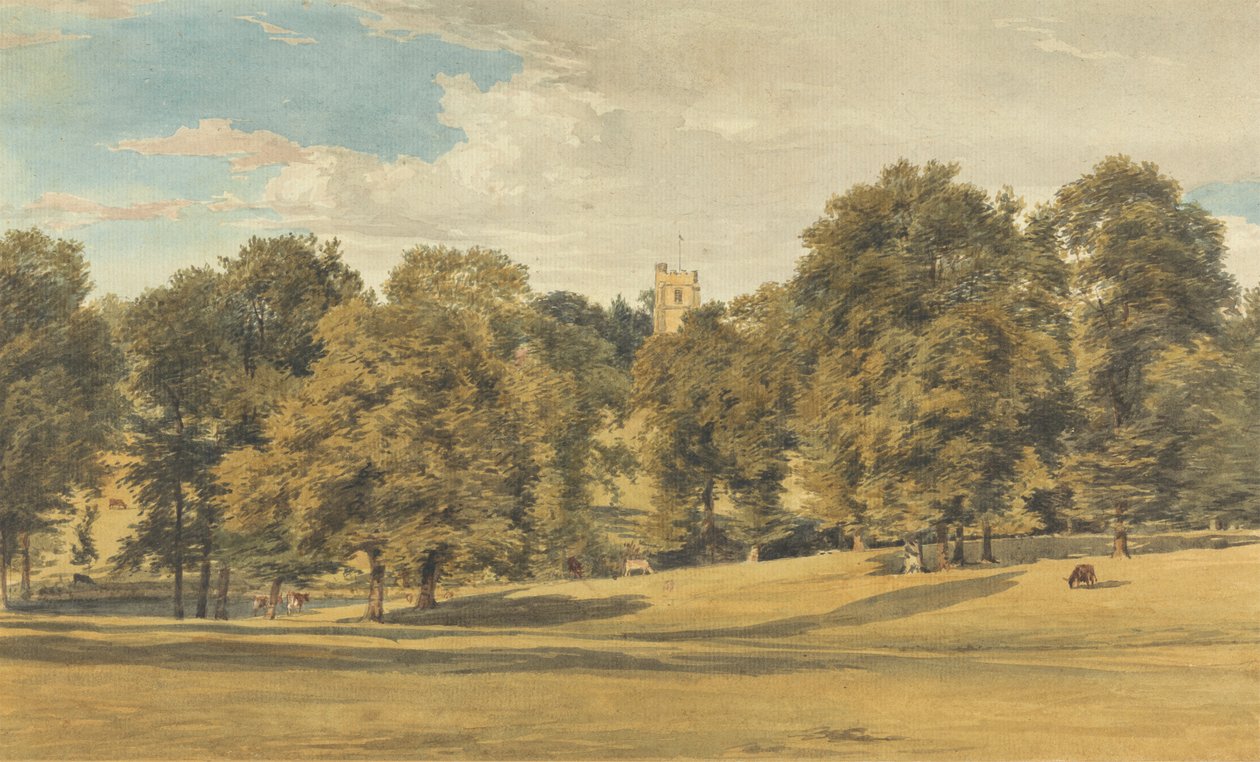 Bushey Kerk vanuit het zuidwesten door William Henry Hunt