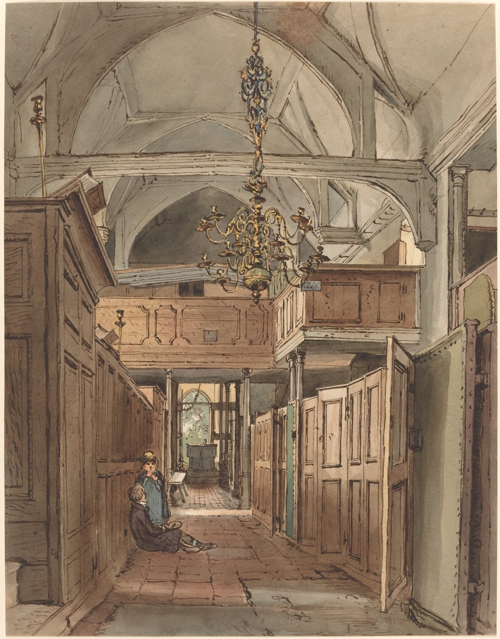 Interieur van Bushey Kerk door William Henry Hunt