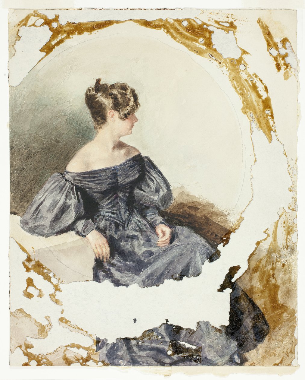 Zittende Vrouw in Zwarte Jurk door William Henry Hunt