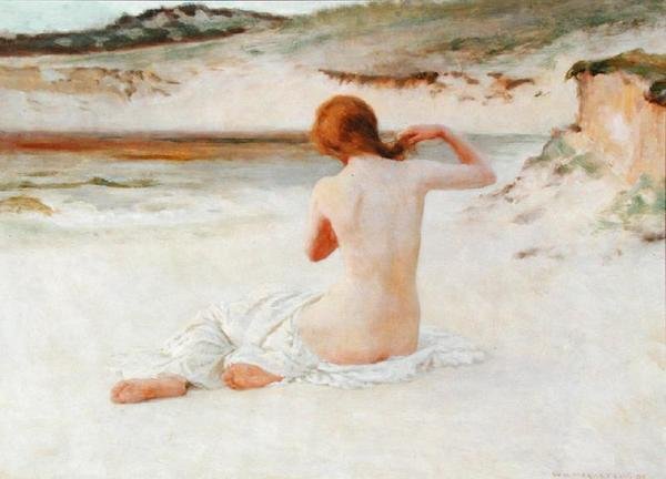 Naakt op een Strand door William Henry Margetson