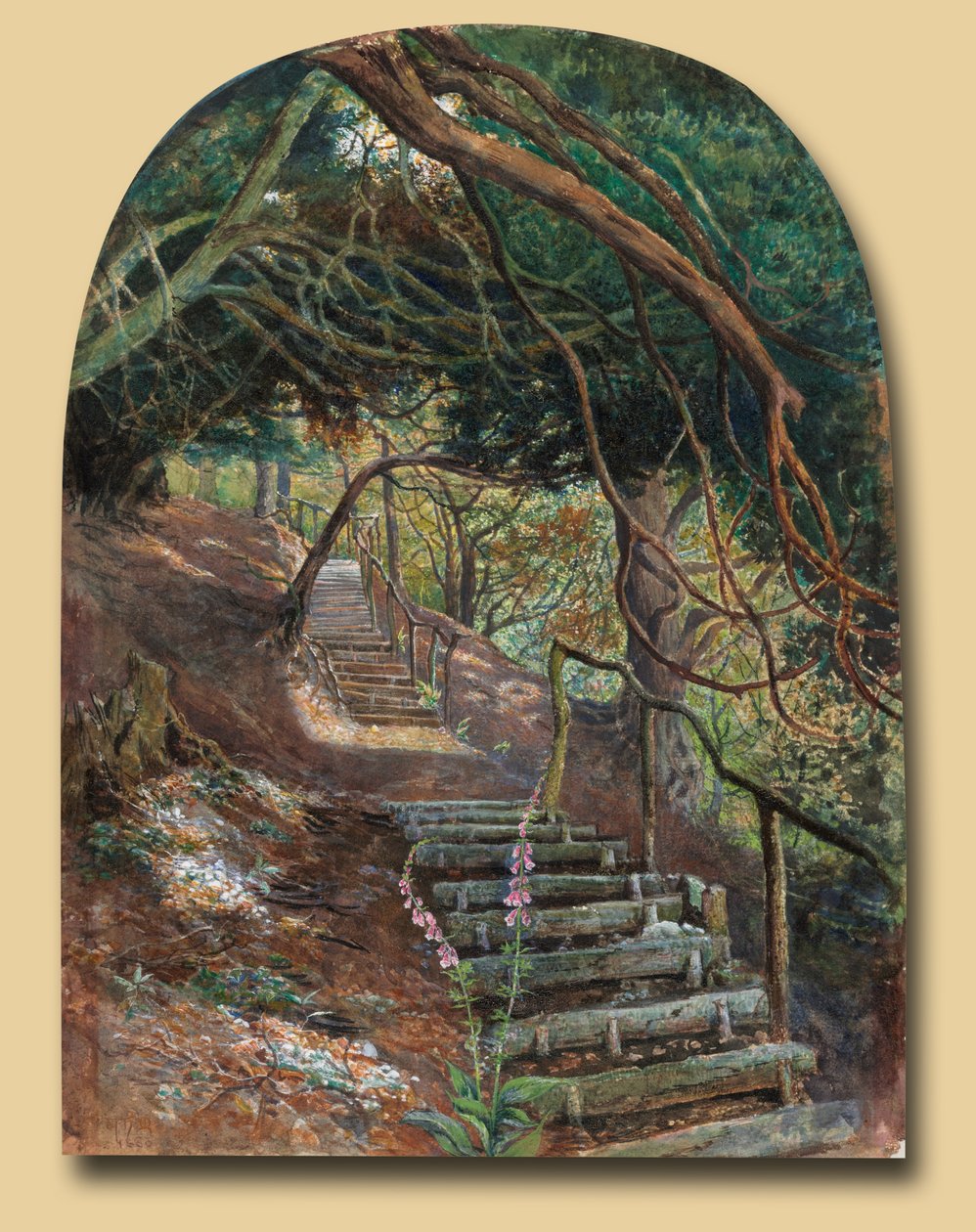 Trappen in een tuin door William Henry Millais