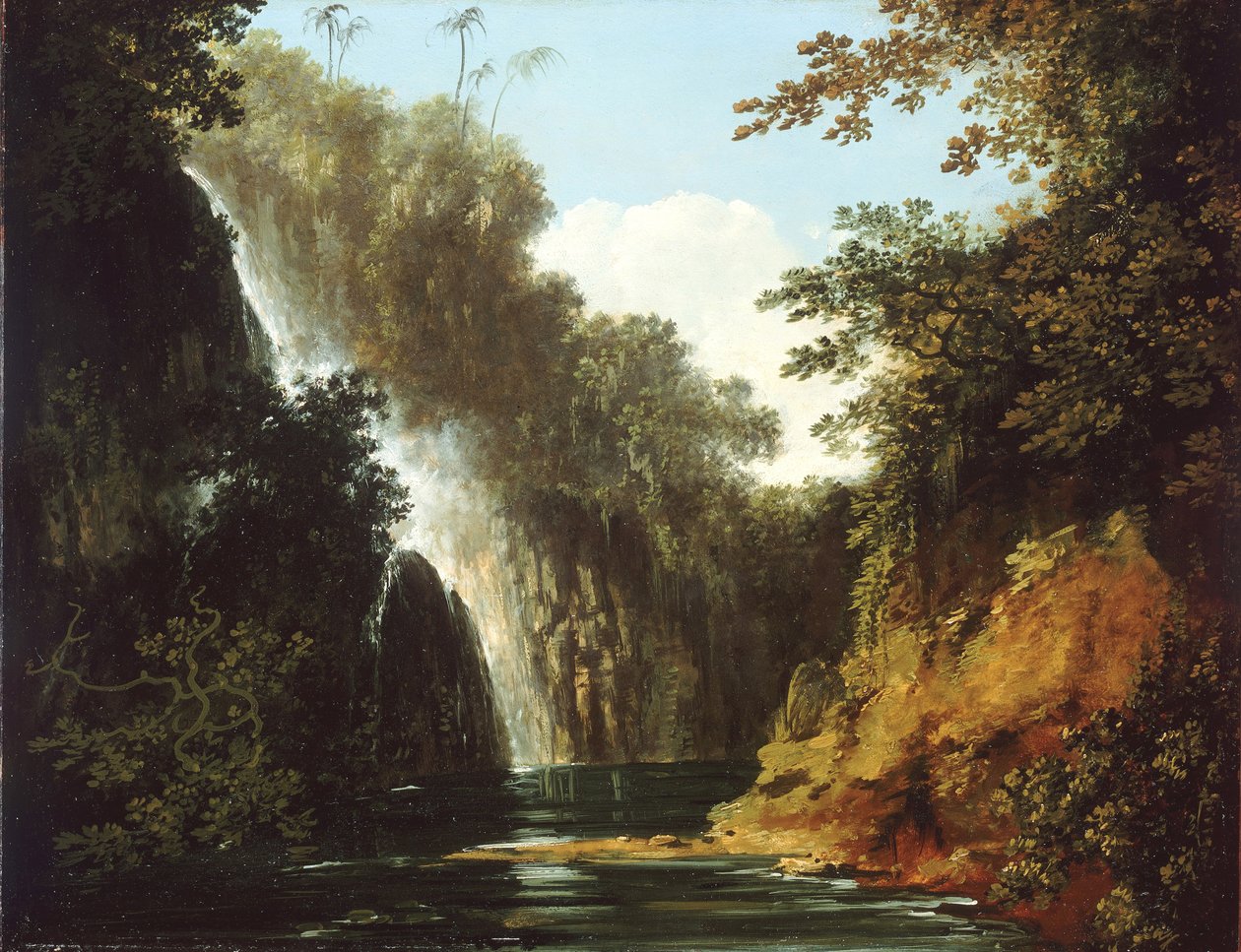 Een waterval in Tahiti door William Hodges