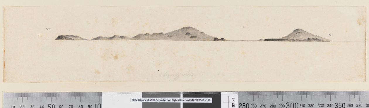 Pagina 25b/c Profiel van een niet-geïdentificeerd eiland door William Hodges