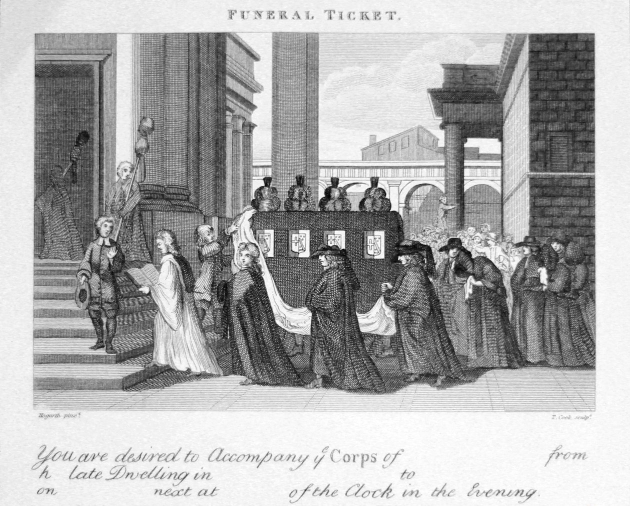 Begrafenisticket door William Hogarth