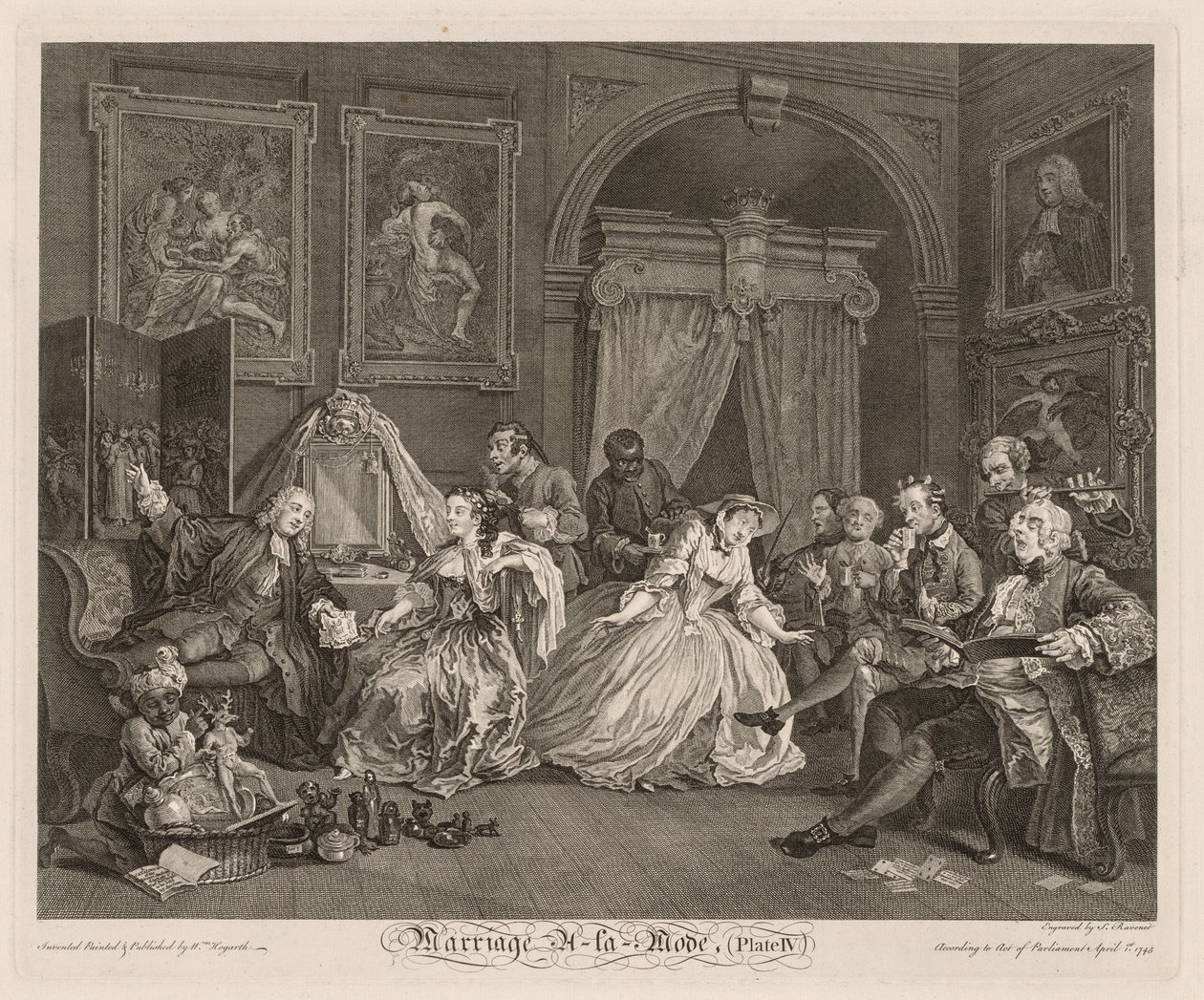 Marriage à la Mode: De toilettescène door William Hogarth