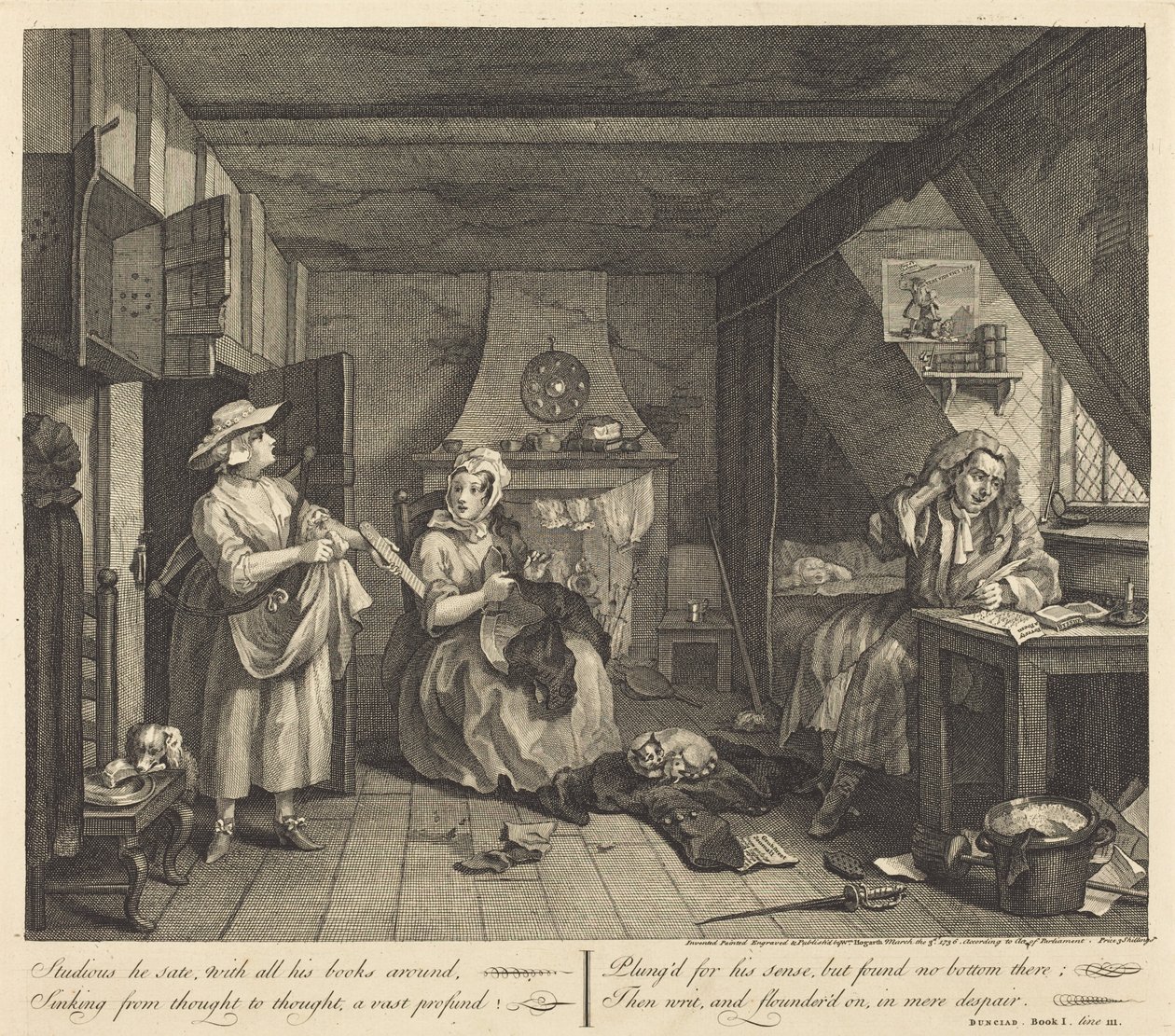 De Verontruste Dichter door William Hogarth
