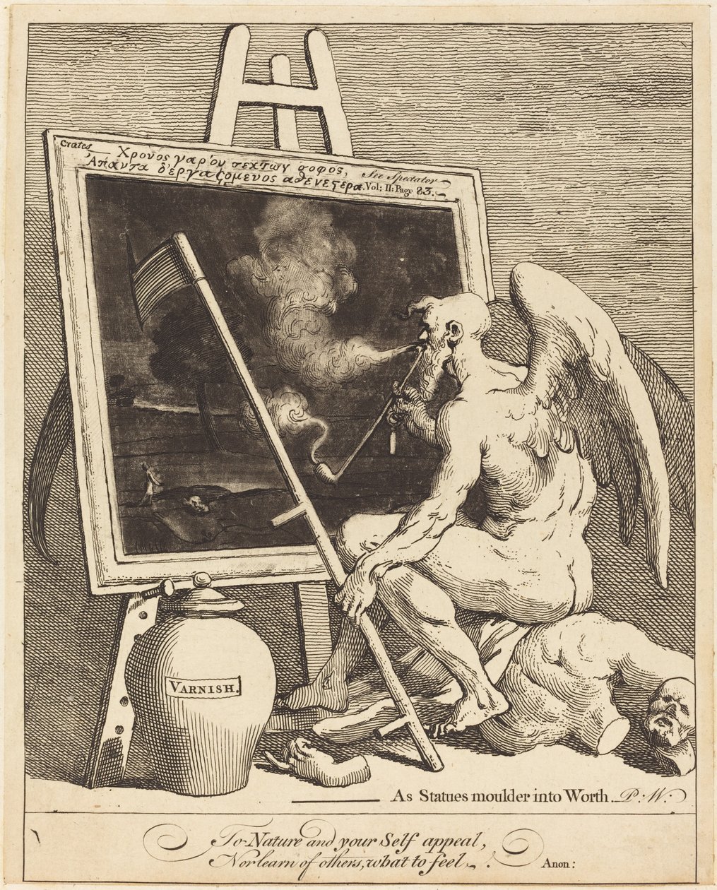 Tijd rookt een schilderij door William Hogarth
