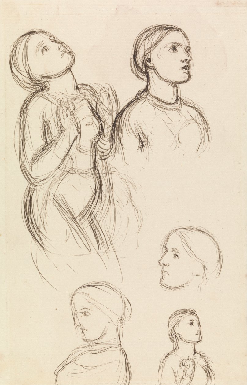 Studies van Edith Holman Hunt door William Holman Hunt