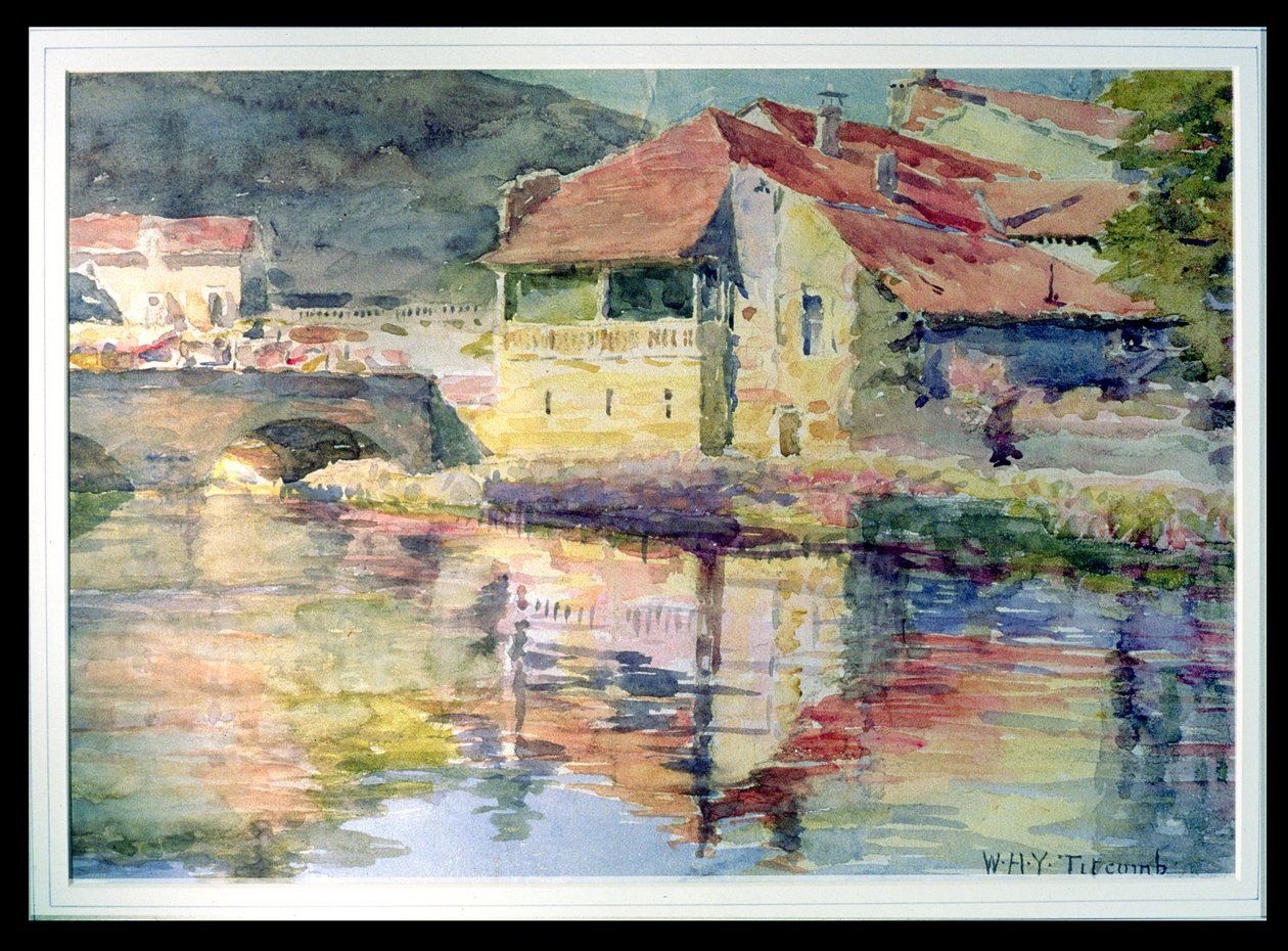 Continentaal stadje aan een rivier door William Holt Yates Titcomb