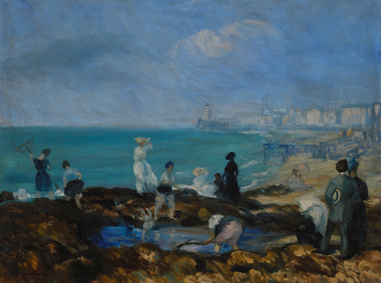 Strand bij Dieppe door William James Glackens
