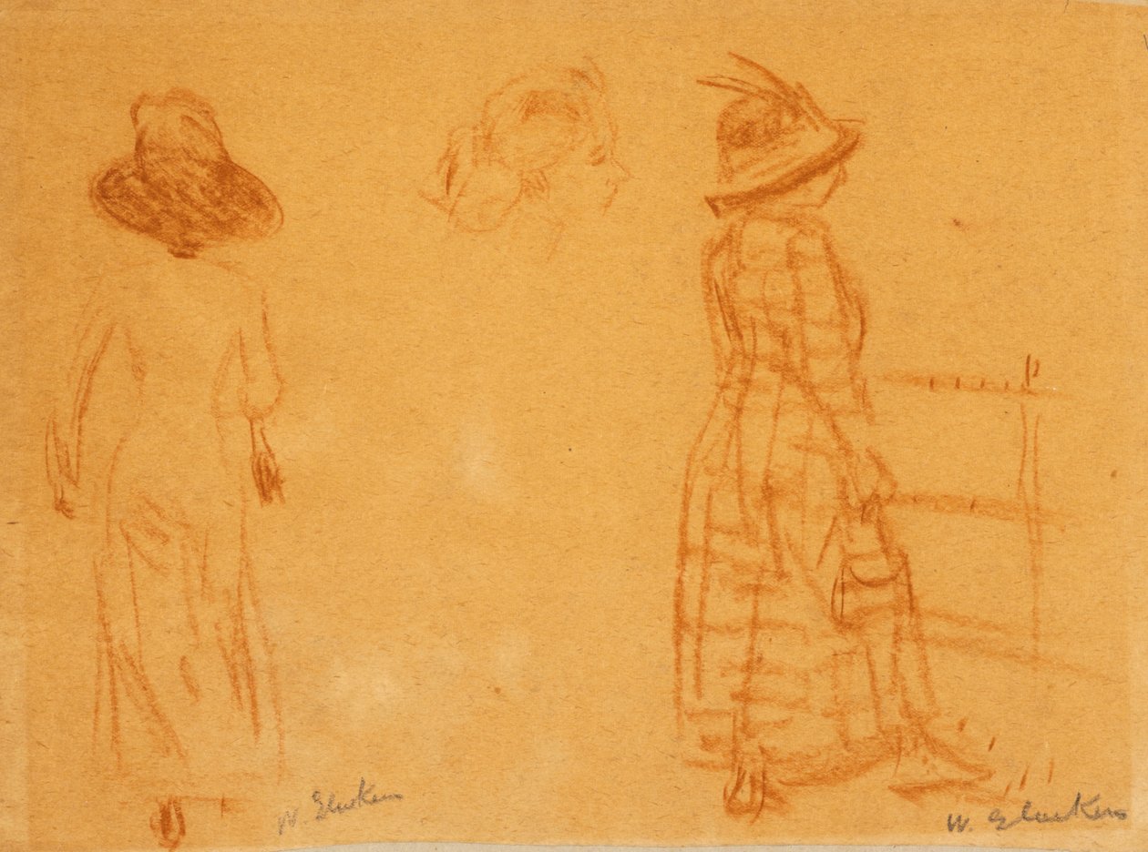 Twee Vrouwen en Hoofd van Vrouw door William James Glackens