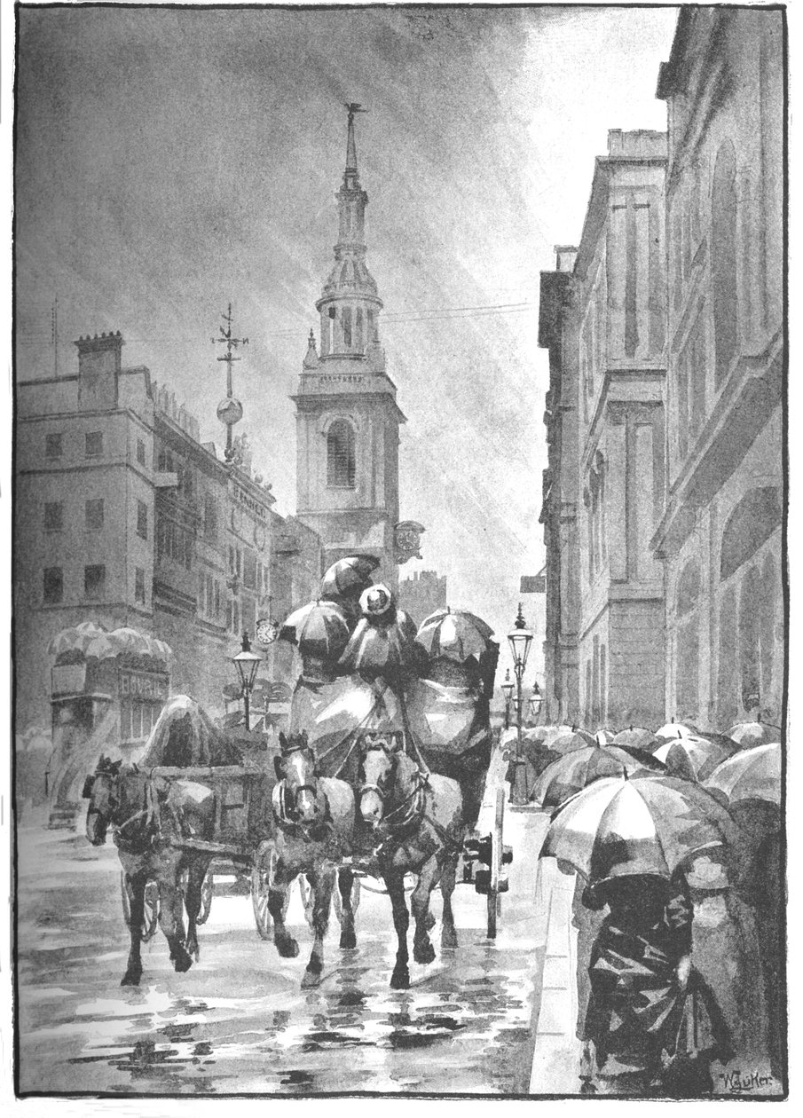 Cheapside - Een Regenachtige Dag, 1891 door William Luker