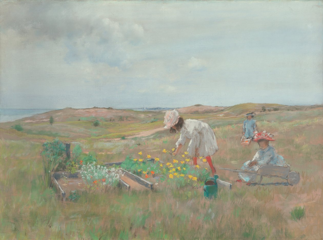 Bloemen Plukken, Shinnecock, Long Island door William Merritt Chase