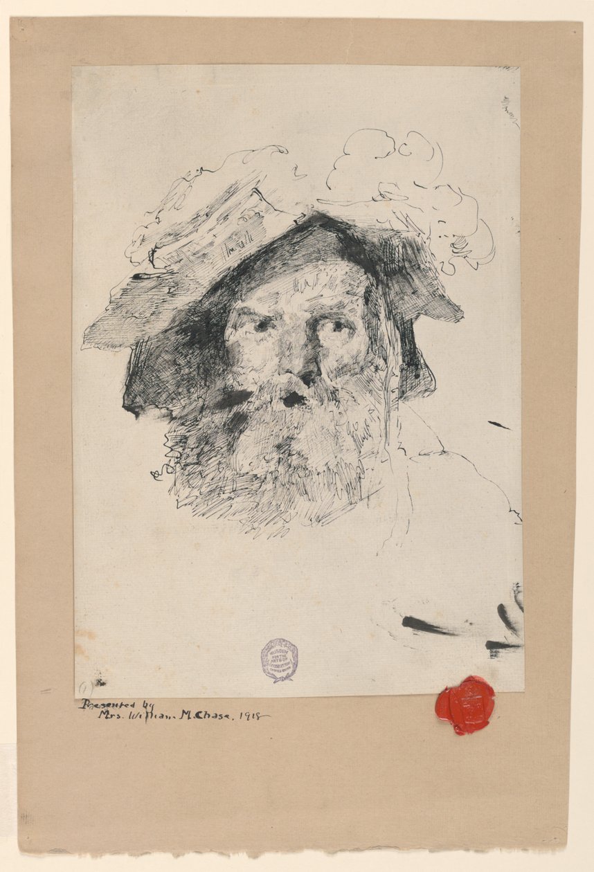 Hoofd van een Bebaarde Man door William Merritt Chase