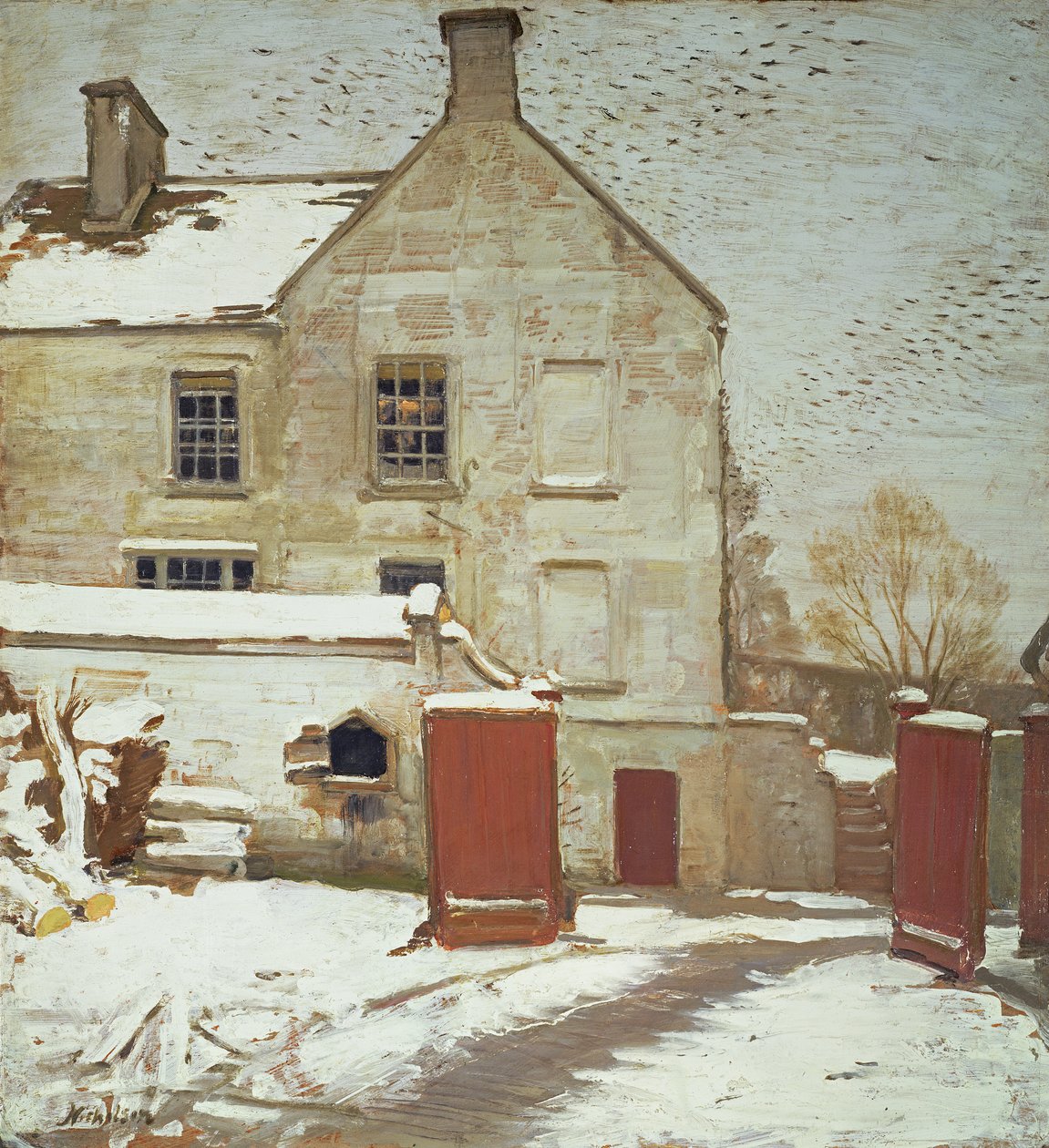 Binnenplaats in de Sneeuw, Sutton Veny door William Nicholson