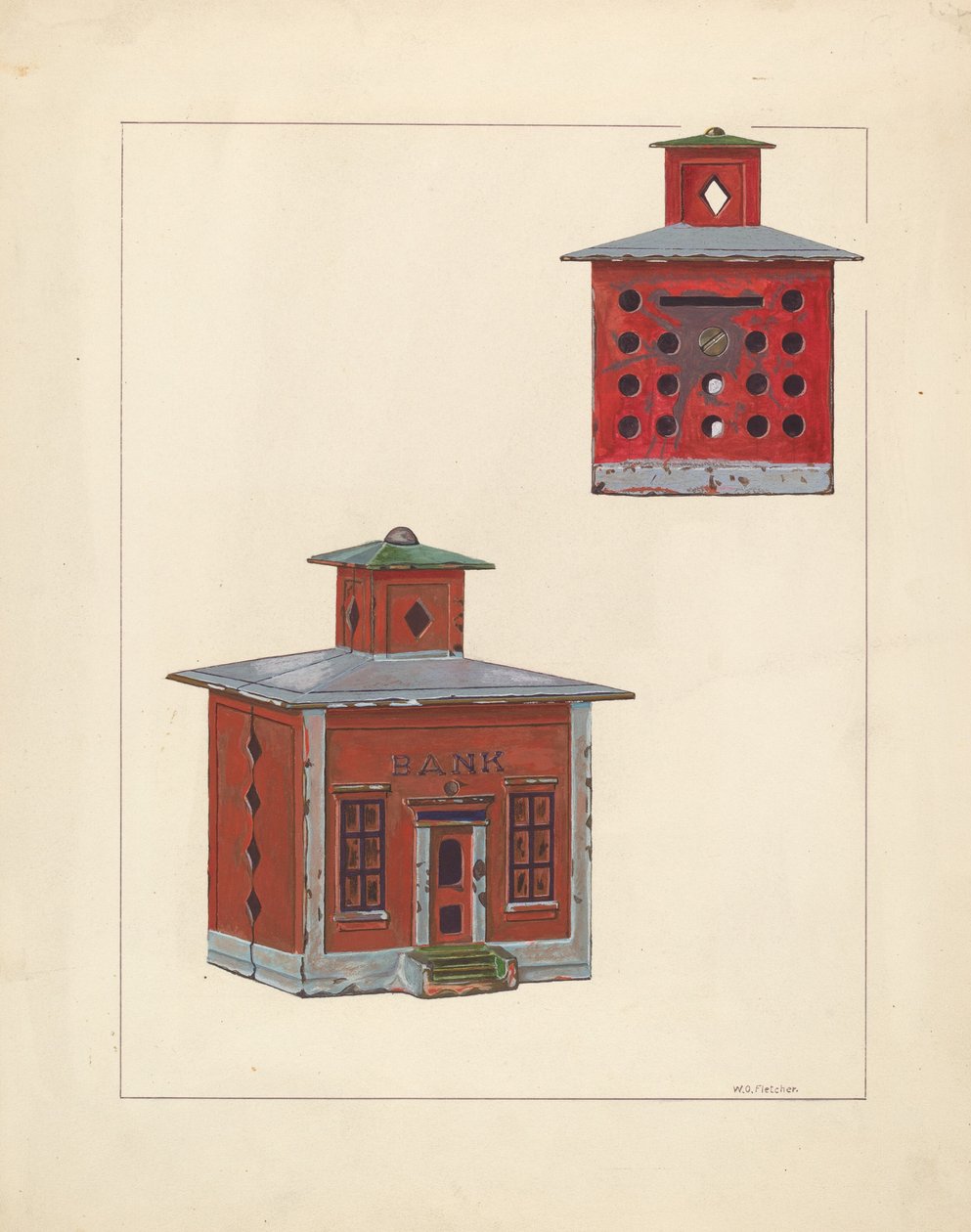 Rode Schoolhuis Bank, ca. 1937 door William O. Fletcher