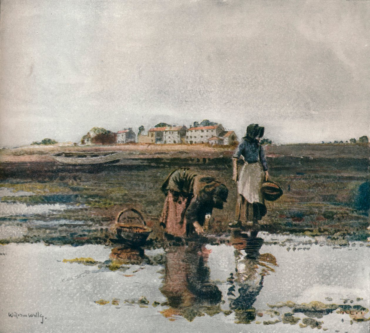 Mosselen plukken, ca. 1908 door William Page Atkinson Wells