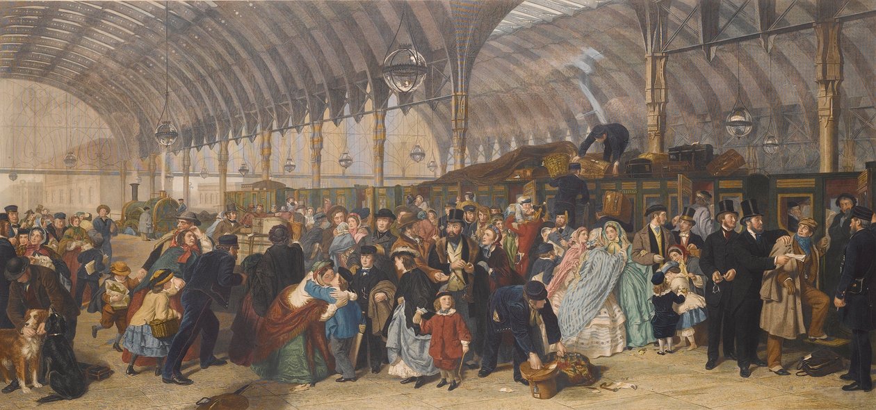 Het treinstation door William Powell Frith