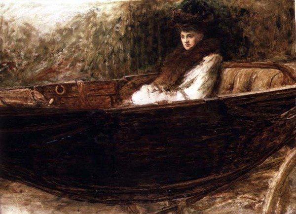 Dame in een Landauer door William Quiller Orchardson