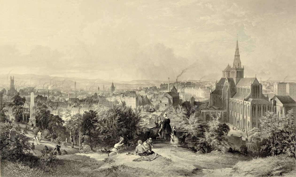 Glasgow vanaf de Necropolis door William Richardson