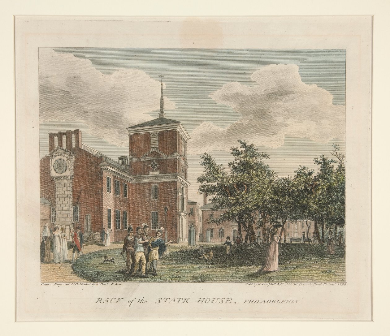 Achterkant van het State House, Philadelphia door William Russell Birch