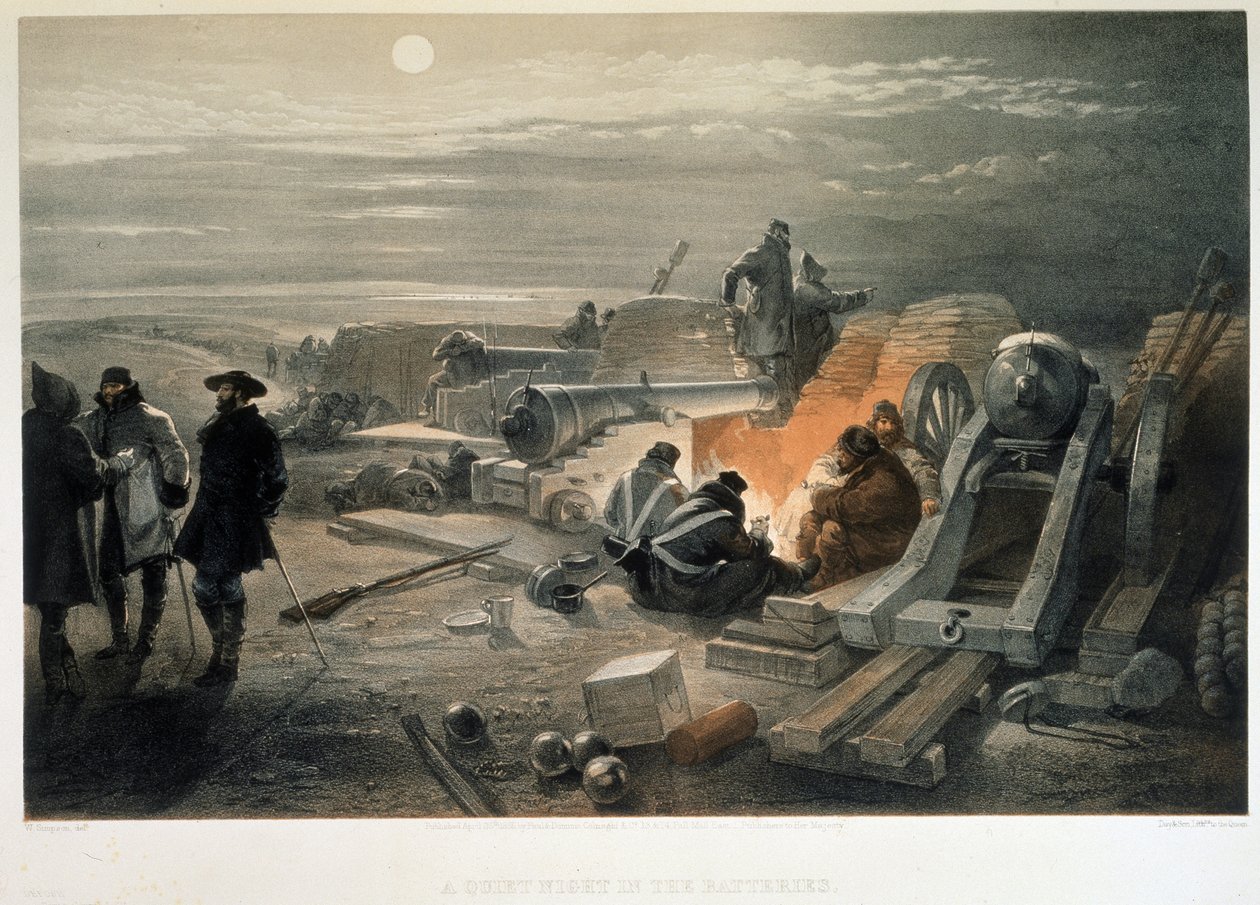 Een rustige nacht in de batterijen, 1855 door William Crimea Simpson