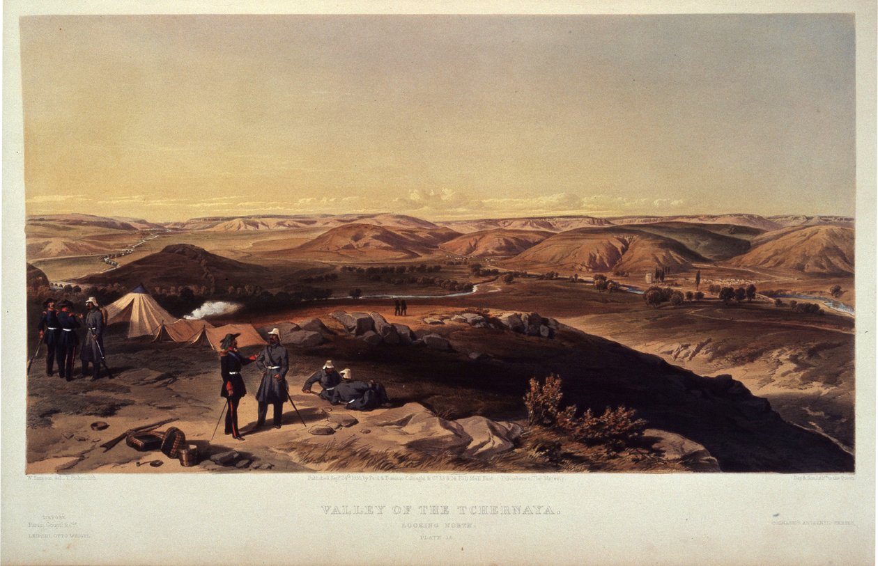 Vallei van de Chernaya-rivier door William Crimea Simpson
