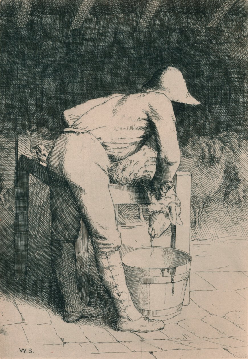 De slager en het schaap, ca. 1916 door William Strang