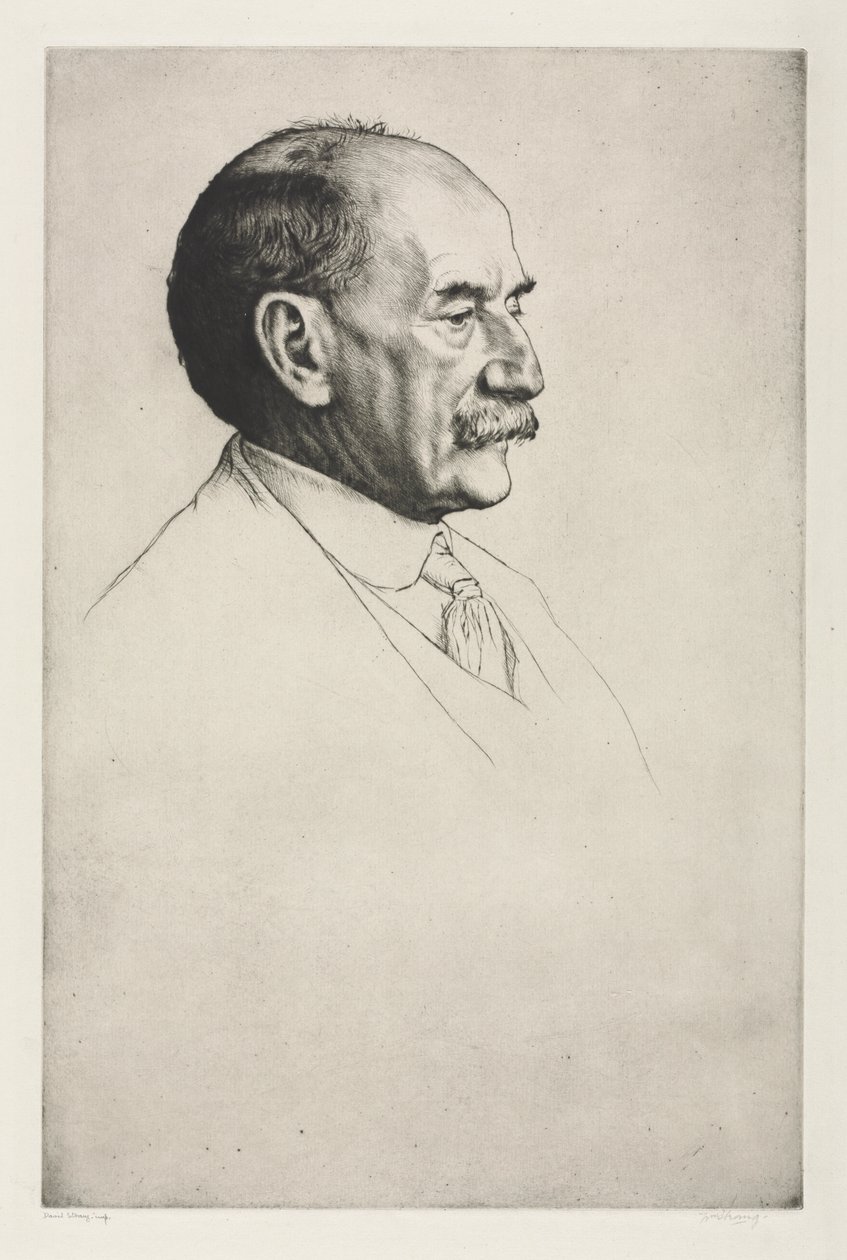 Thomas Hardy, naar rechts kijkend, 1910 door William Strang