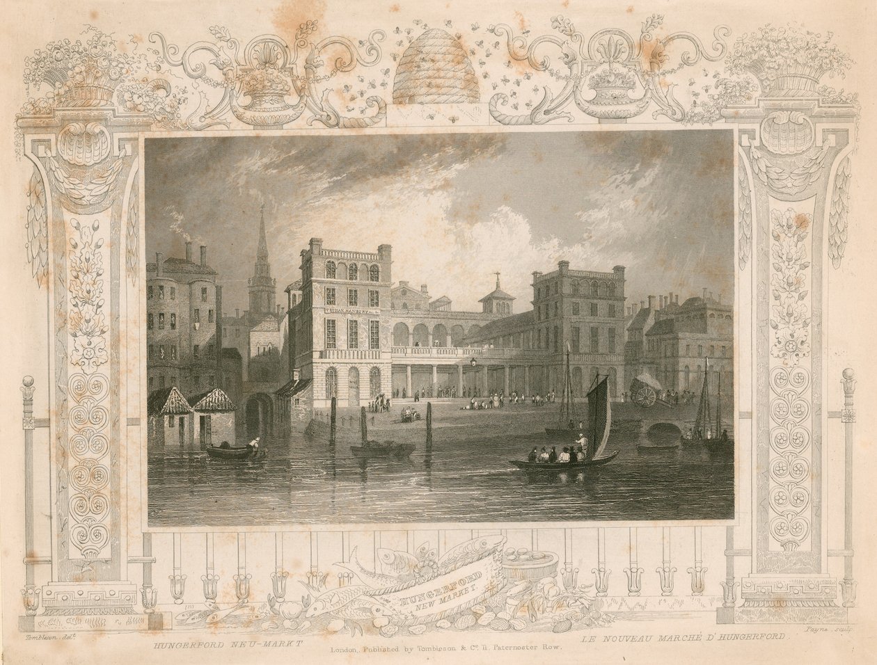 Nieuwe Hungerford Market, Londen door William Tombleson