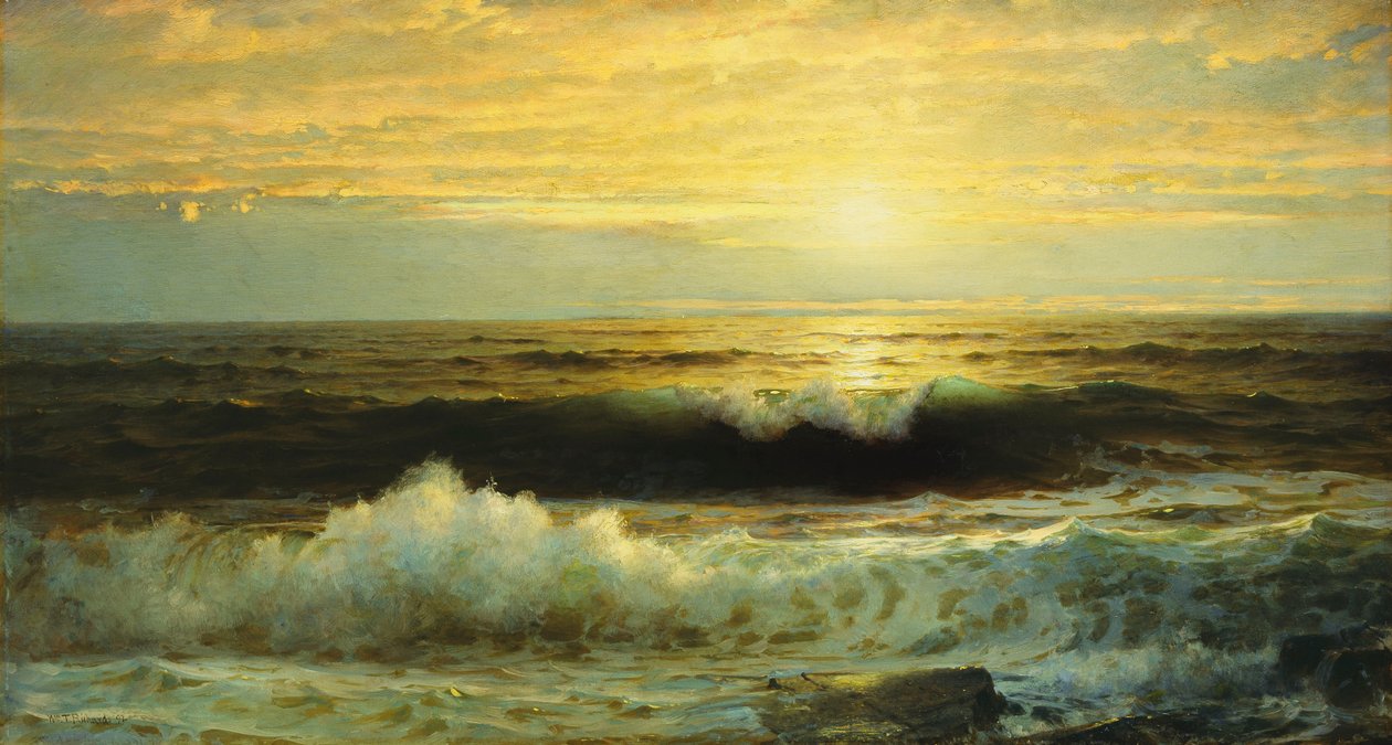 Een oranje zonsondergang die laag zakt, 1897 door William Trost Richards