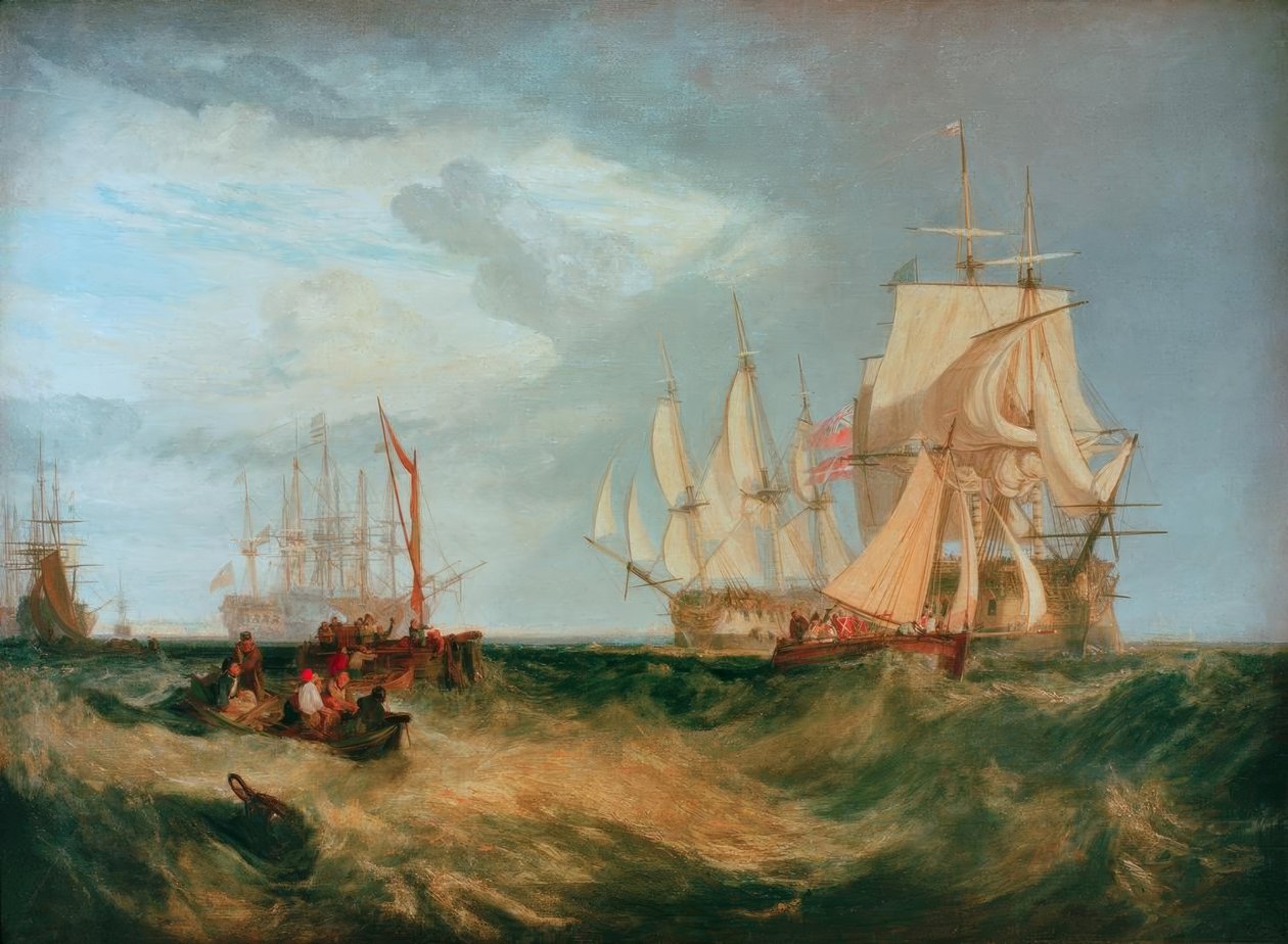 Spithead: Bootbemanning herstelt een anker door Joseph Mallord William Turner