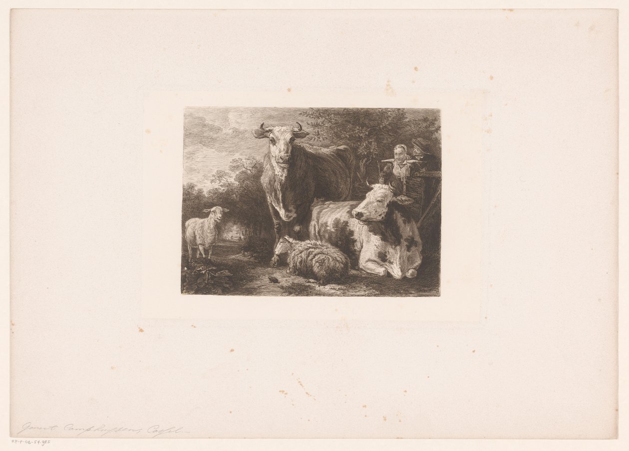 Herder en herderin met vee door William Unger