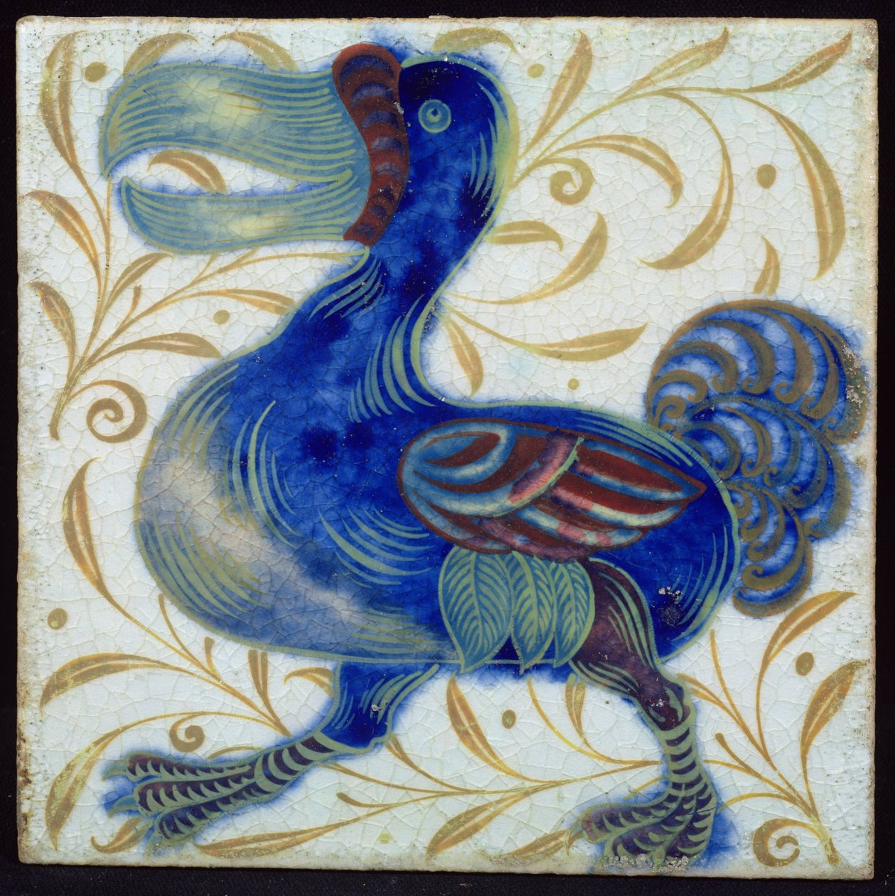 Tegel met vogelontwerp (keramiek) door William de Morgan