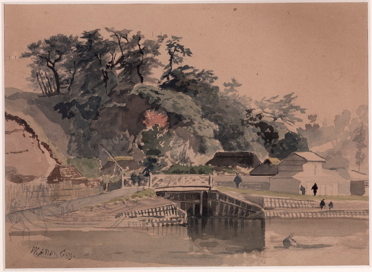 Landschap met brug door Winckworth Allan Gay