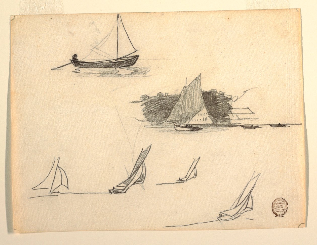 Zes studies van zeilboten door Winslow Homer