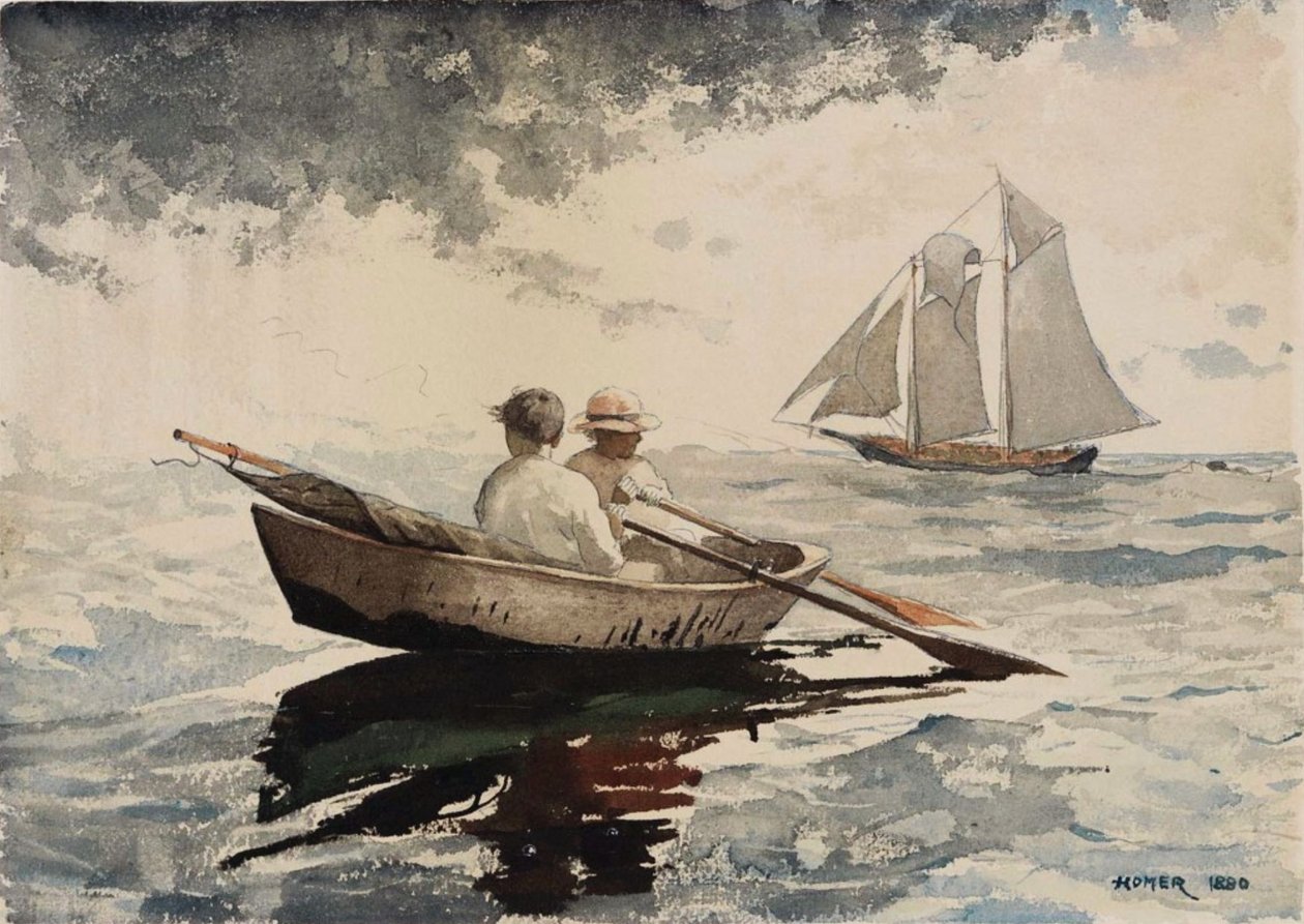 Twee Jongens Roeiend, Gloucester door Winslow Homer