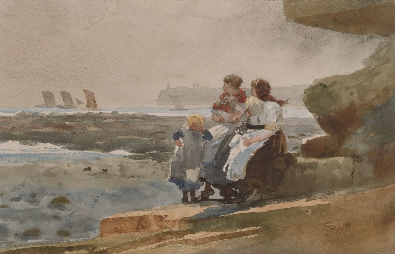 Onder de klif, Cullercoats door Winslow Homer