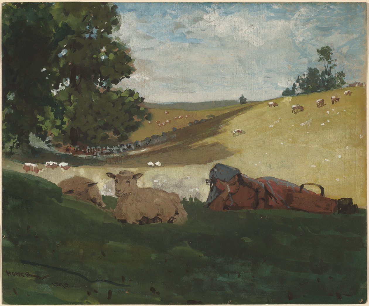 Warme Namiddag (Herderin) door Winslow Homer