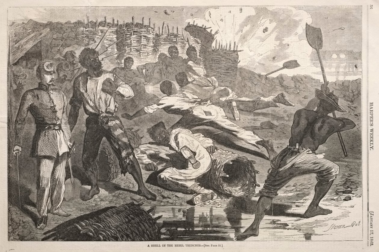 Een granaat in de loopgraven van de rebellen door Winslow Homer
