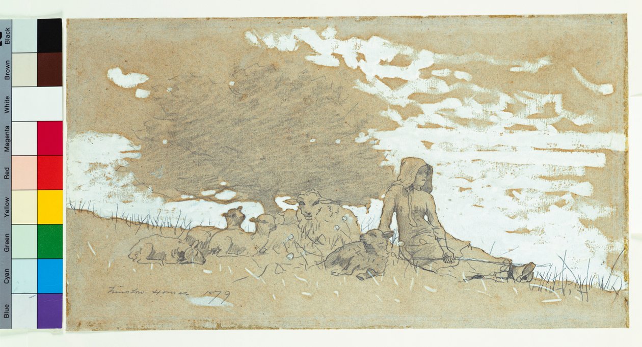 Een herderin, 1879 door Winslow Homer