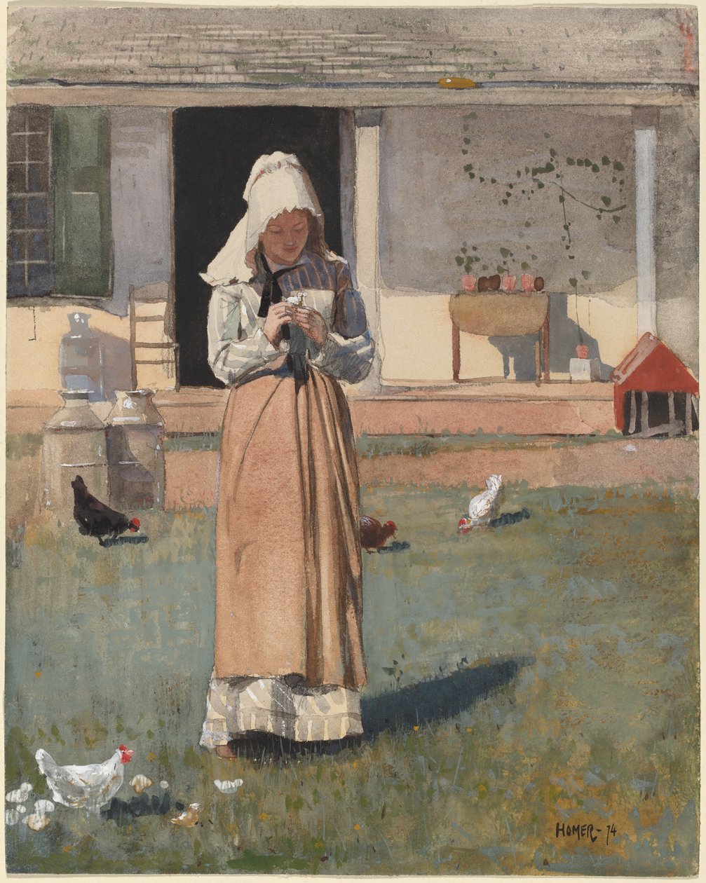 Een Zieke Kip door Winslow Homer