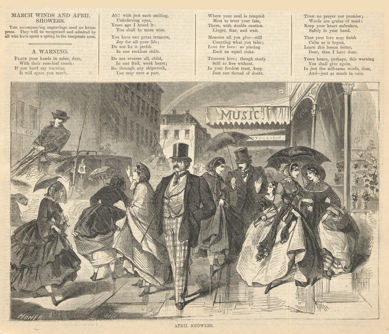 Aprilbuien, uit Harper door Winslow Homer