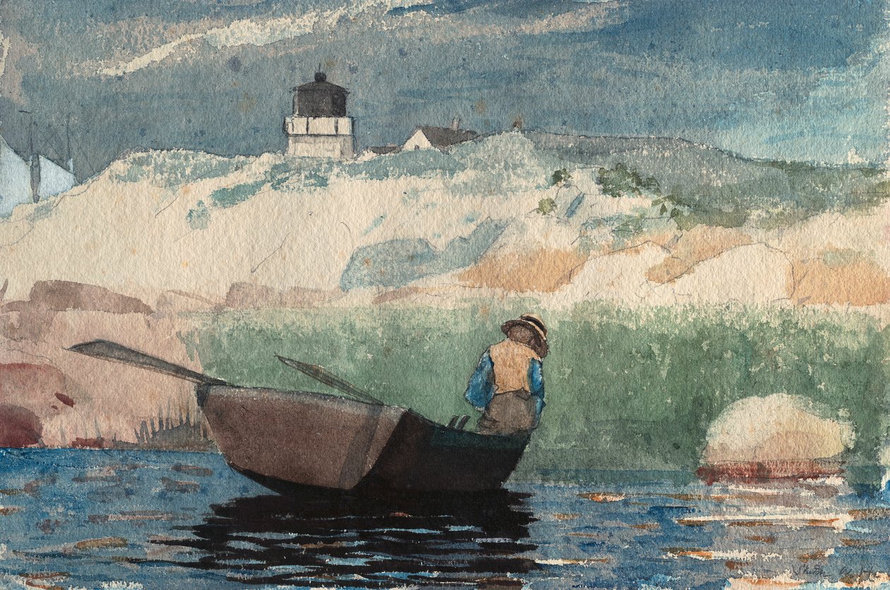 Jongen in boot, Gloucester door Winslow Homer