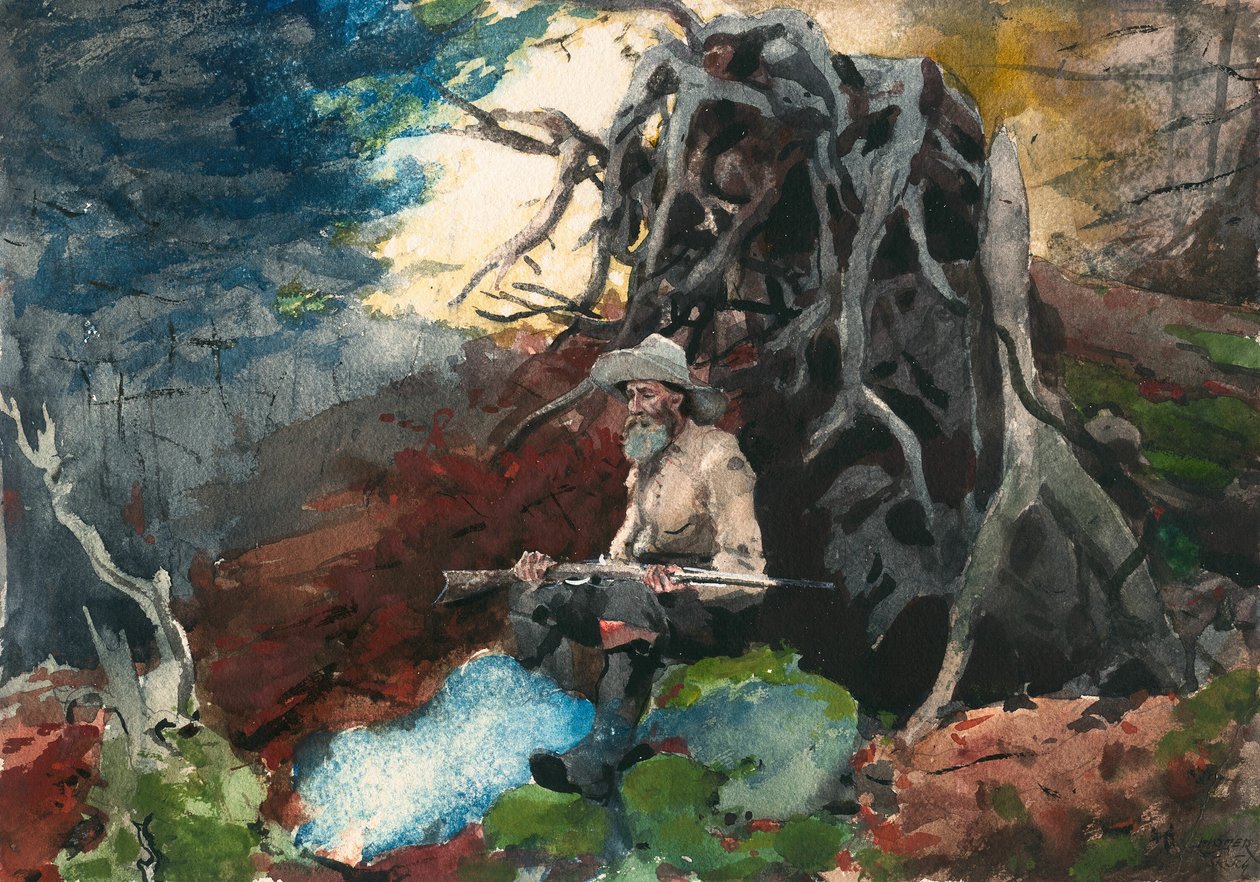 Kampvuur, Adirondacks door Winslow Homer